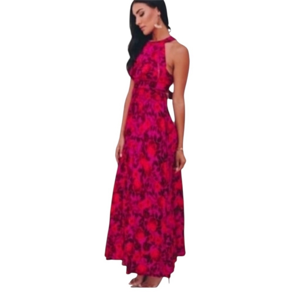 Anthropologie Abel The Label Charlotte Maxi Dress in Blue/Pink‎ Sz M